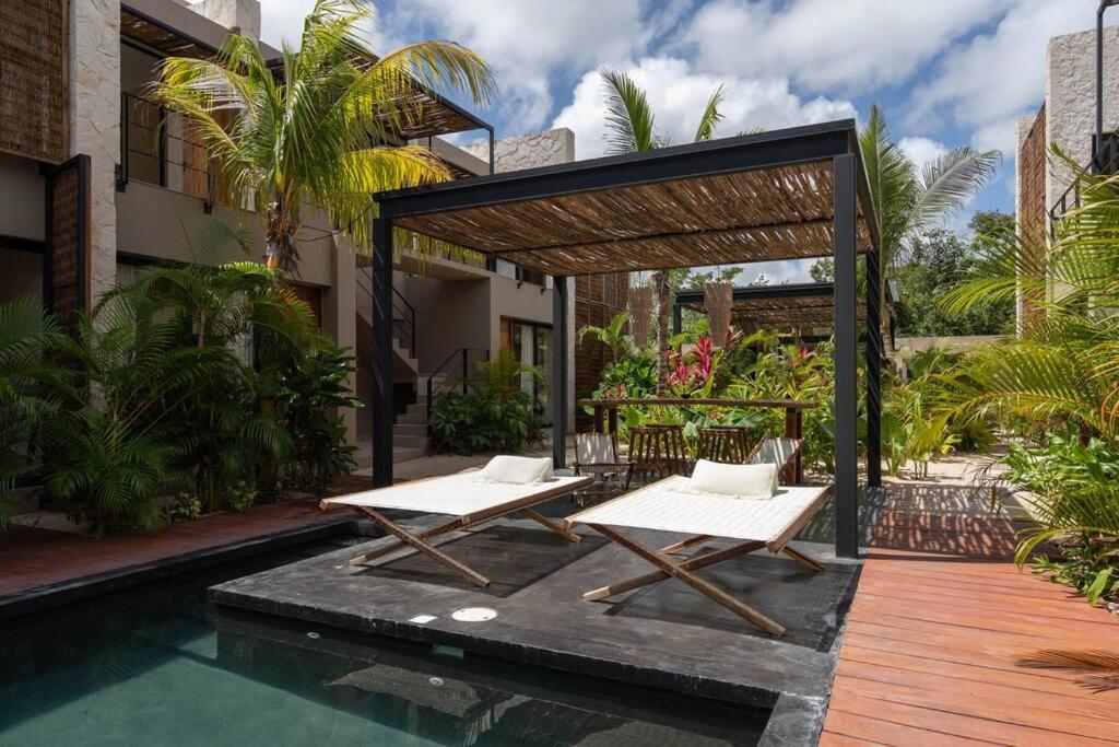 Ferienwohnung Lujoso Departamento Boho-Chic Con Alberca Privada Tulum Exterior foto